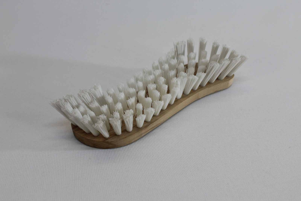 Scheuerbürste / Nylon hart, weiß, Holzkörper